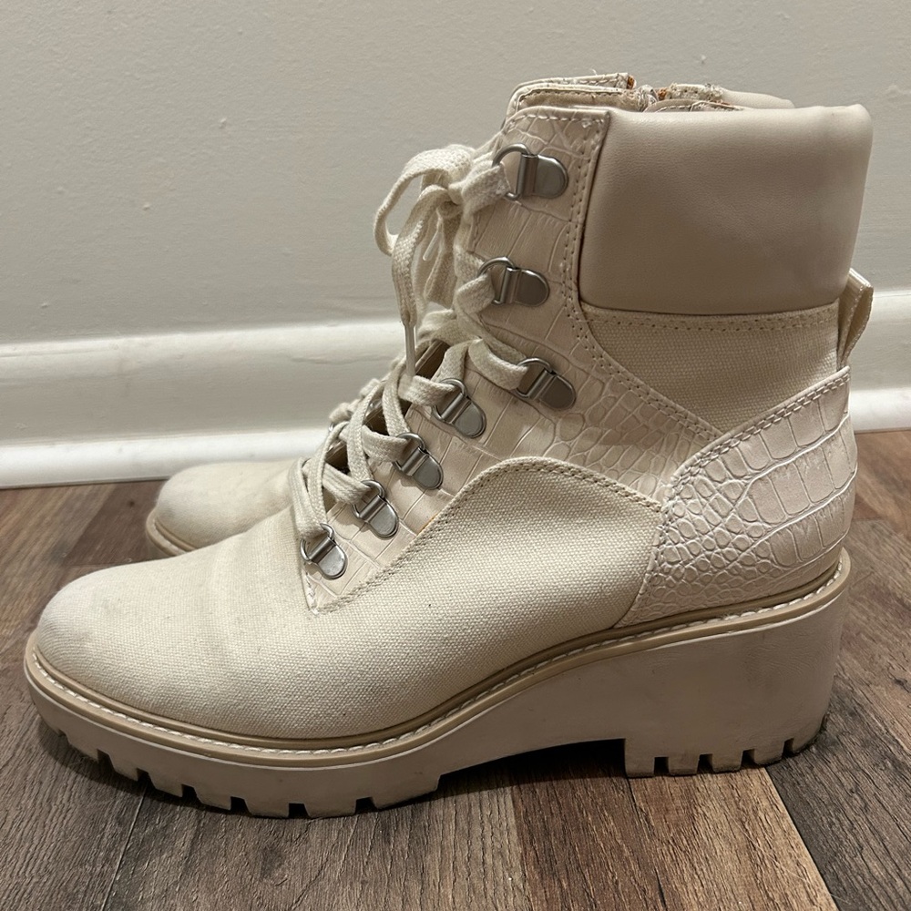 Dolce Vita Off-White Lace-Up Boots - Picture 4 of 8